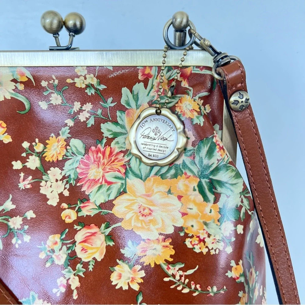 PATRICIA NASH Amalfitana Vintage Botanical Garden Leather Frame Shoulder Satchel